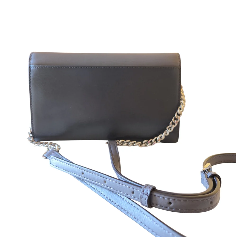 Michael Kors Sloan Tri Colored Leather Chain Large Envelope Wallet Crossbody